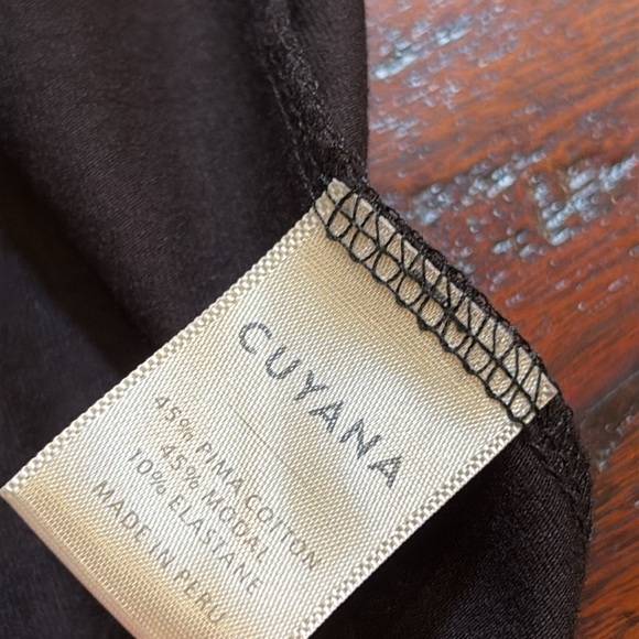 Cuyana Pima Cotton Modal Stretch V-Back Jumpsuit with Tie Waist Black XS - Picture 9 of 12